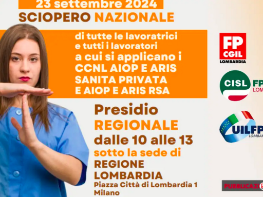 Aiop e Aris / In sciopero il 23 settembre per il rinnovo contrattuale in Sanità Privata, e un nuovo contratto unico per le Rsa e i Cdr