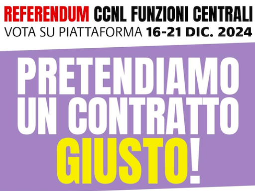 Referendum CCNL Funzioni Centrali - VOTA SU PIATTAFORMA DAL 16 AL 21 DICEMBRE