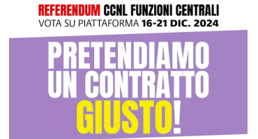 Referendum CCNL Funzioni Centrali - VOTA SU PIATTAFORMA DAL 16 AL 21 DICEMBRE