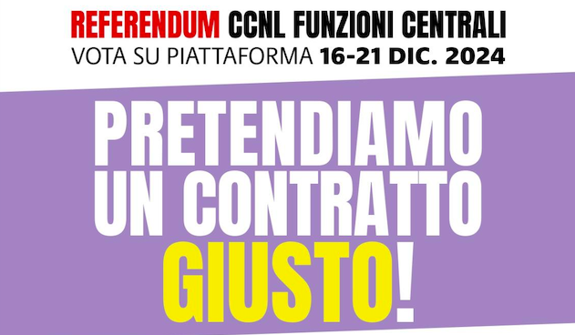 Referendum CCNL Funzioni Centrali - VOTA SU PIATTAFORMA DAL 16 AL 21 DICEMBRE